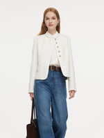 [Preview] Wool Blend Tweed H-Line Women Cropped Jacket GOELIA
