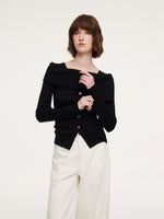 100% Wool Boat Neck Women Knit Top GOELIA