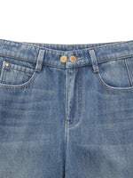 [Preview] 100% Cotton Denim Fleece Lined Women Curved Jeans GOELIA
