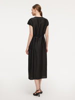 18MM Gambiered Canton Gauze Women Self-Tie Belt Maxi Dress GOELIA