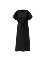 18 Momme Xiang Yun Silk Gathered Waist Women Midi Dress With Pockets GOELIA