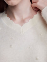 [Preview] Brushed Silk Cashmere Wool Blend Women Beaded Sweater GOELIA