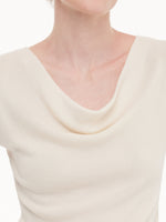 Tencel Mulberry Silk Cowl Neck Women Cap Sleeve Knit Top GOELIA