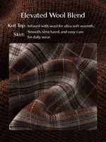 V-Neck Knit Top And Plaid Skirt Two-Piece Set With Ribbon GOELIA