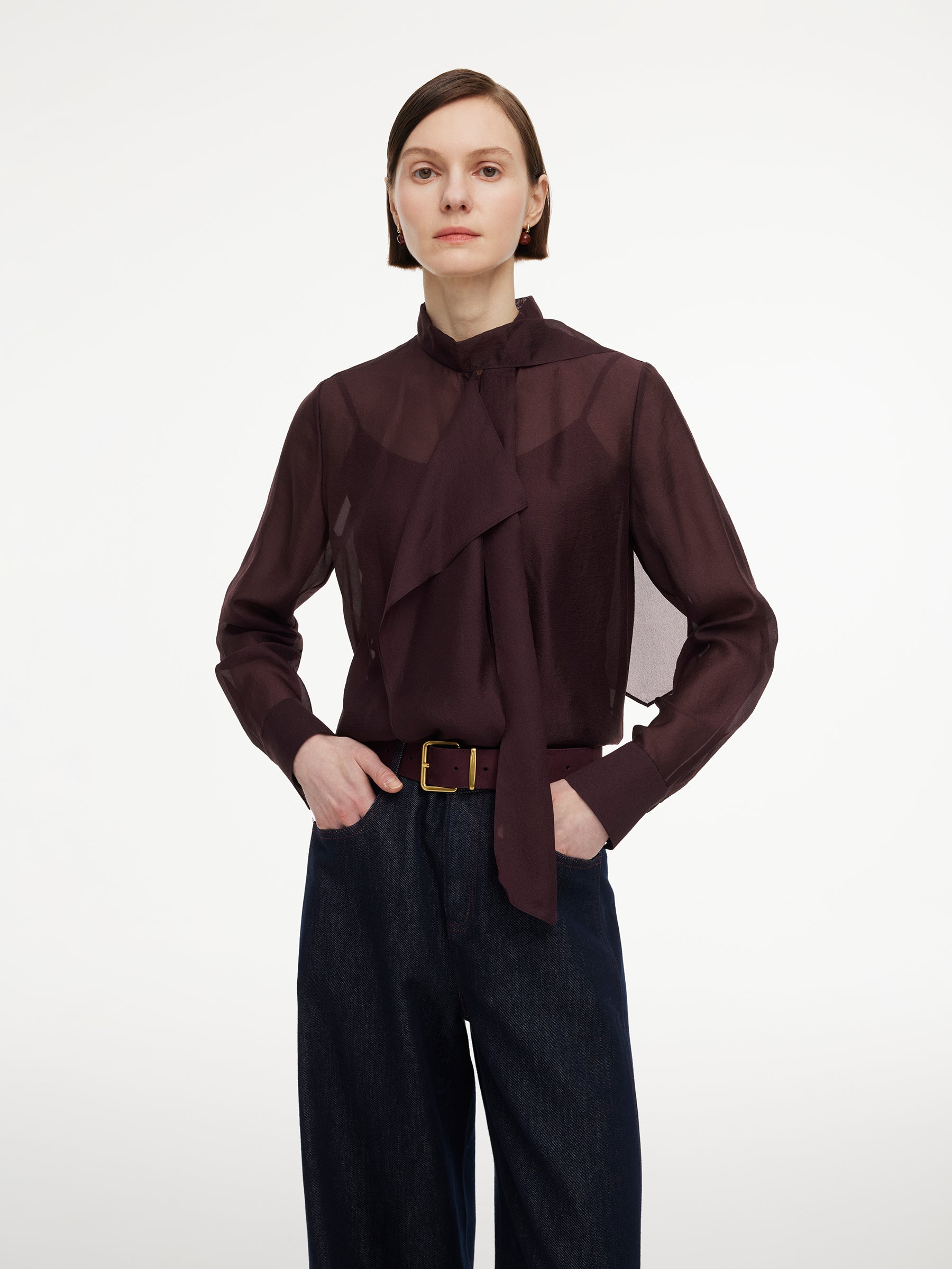 [Preview] Tie Front Women Shirt With Camisole GOELIA