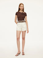 Triacetate Lyocell Blend Women Ribbon Knit Top GOELIA
