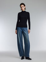 [Preview] Tencel Acetate Silk Blend Women Mock Neck Knit Top GOELIA