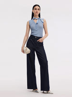 Tencel Blend Half-Zip Women V-Neck Knit Tank Top GOELIA
