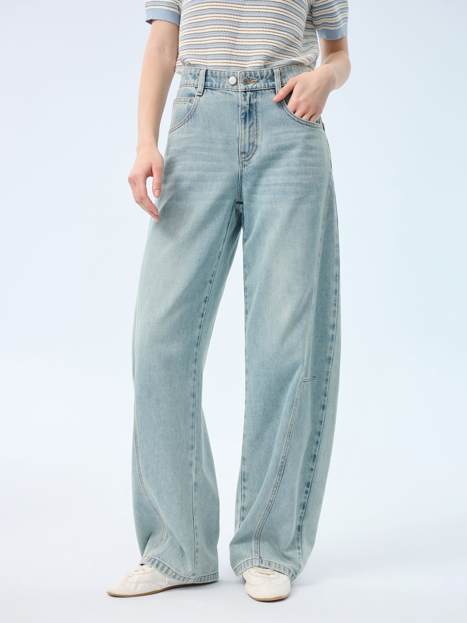 100% Cotton Denim Women Curved Jeans GOELIA