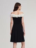 Color Block Ruffle Women Knit Mini Dress With Detachable Straps GOELIA