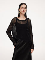 100% Acetate Openwork Pullover & Tank Top & Skirt Three-Piece Set GOELIA