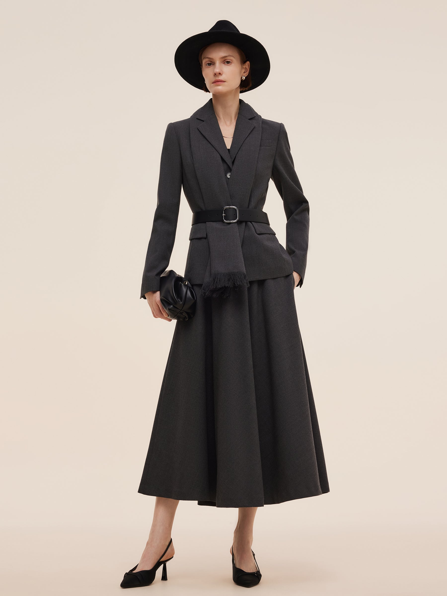 Worsted Wool Blend A-Line Women Skirt GOELIA