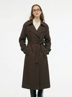 100% Linen Women Wrap Trench Coat GOELIA