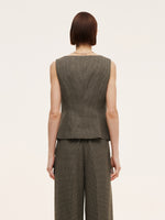 Plaid Square Neck Slim Fit Women Vest GOELIA