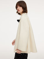 100% Wool Women Coat With Detachable Bowknot GOELIA