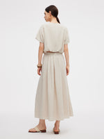 100% Linen Women High-Waisted A-Line Skirt GOELIA