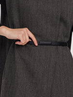 100% Wool Vest And Knit Dress Two-Piece Set With Belt GOELIA