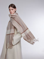 [Preview] 100% Wool Plaid Fringe Scarf GOELIA