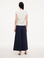 Tencel Blend Twist Front Top And Wide Leg Pants Two-Piece Set With Silk Scarf GOELIA