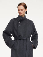 100% Wool Double-Faced Unisex Self-Tie Belt Overcoat GOELIA