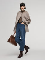 100% Cotton Denim Fleece Lined Women Straight Ankle Length Jeans GOELIA