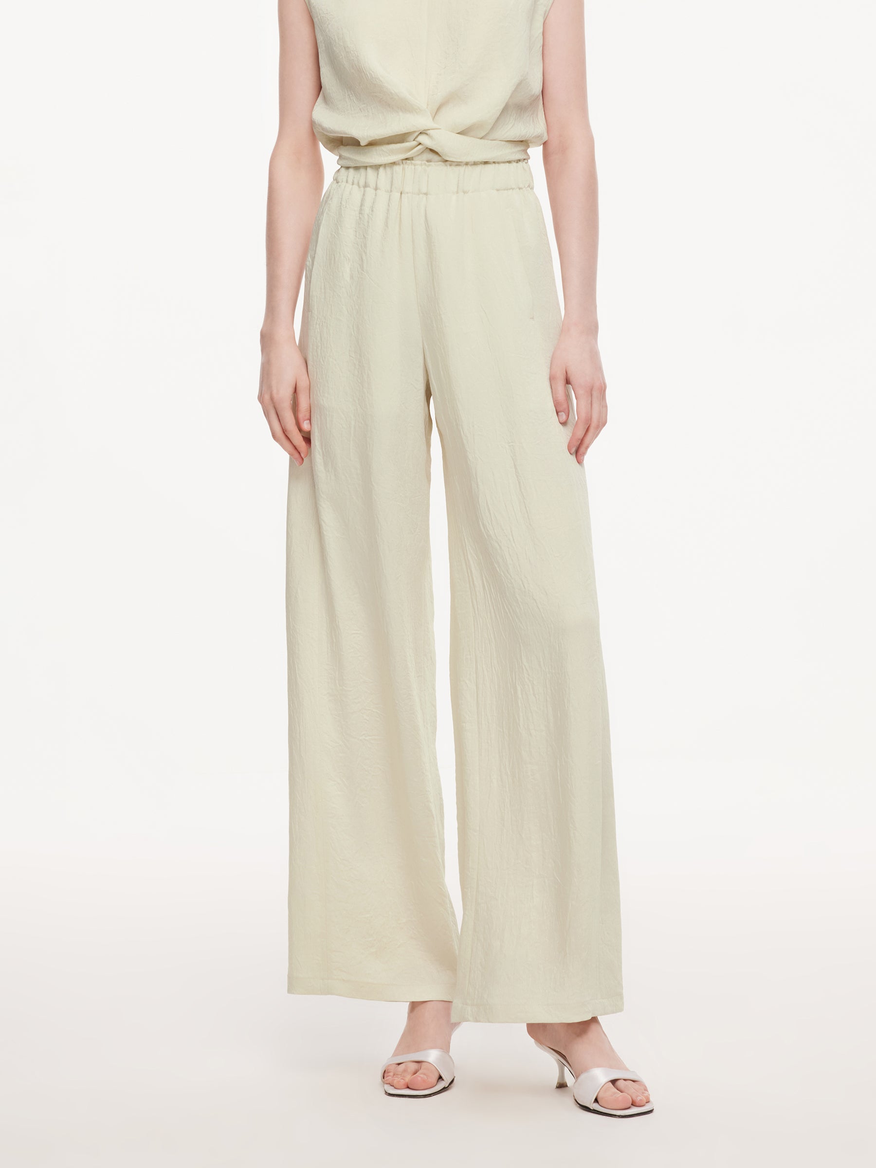 100% Acetate Straight Leg Women Pants GOELIA