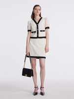 Contrast Trim Embroidered Top And Skirt Two-Piece Set GOELIA