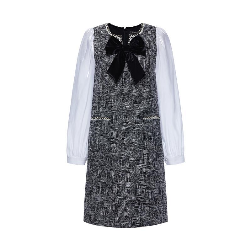 Elegant Mini Dress With Detachable Bowknot GOELIA