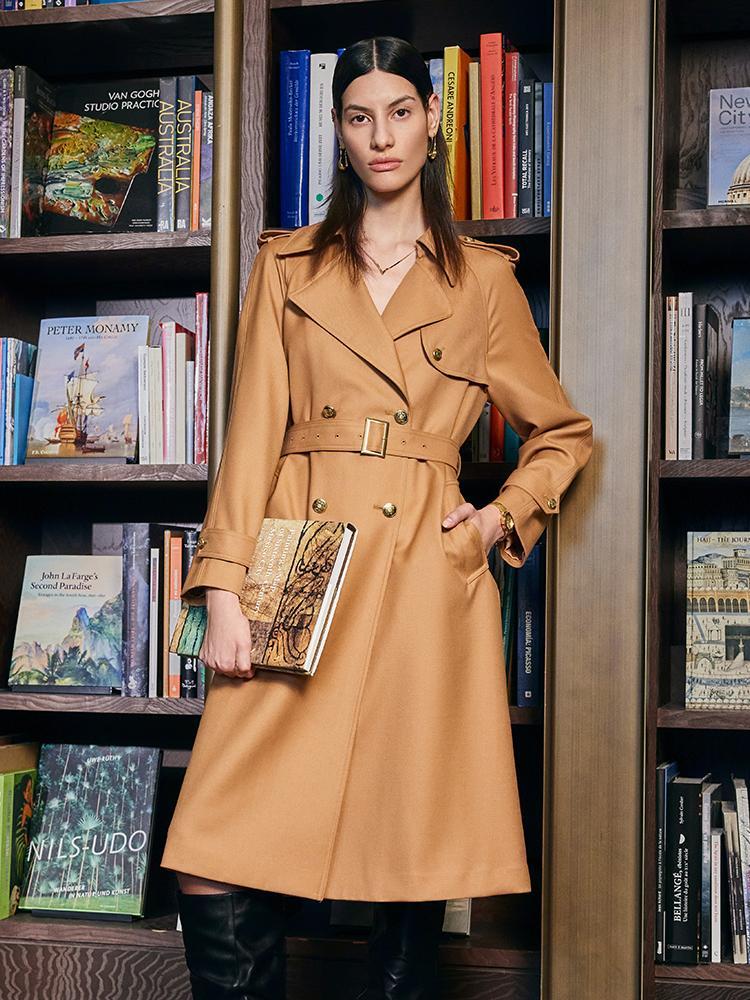 Worsted Wool Trench Coat GOELIA