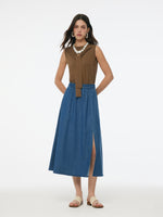 Tencel Blend Denim Women A-Line Skirt GOELIA