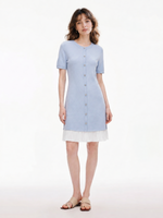 Tencel Blend Color Block Women Knit Mini Dress GOELIA