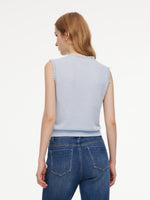 Tencel Wool Blend Jacquard Cut Out Neckline Women Tank Top GOELIA