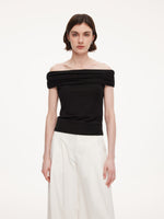 Lyocell Blend Off Shoulder Women Knit Top GOELIA