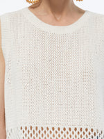 Sequins Tassel Hem Women Openwork Knit Tank Top GOELIA