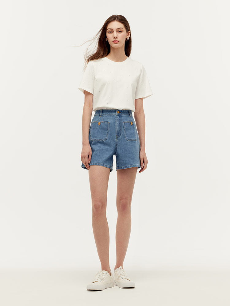 Denim A-Line Women Shorts GOELIA