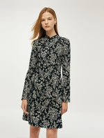 Black And White Butterflies Jacquard Women Qipao Mini Dress GOELIA