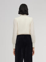 Tencel Wool Blend Ruffle Neck Women Sweater GOELIA