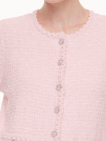 Round Neck Single-Breasted Women Textured Cardigan GOELIA