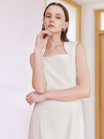 White Slim Midi Tailored Wool Dress GOELIA