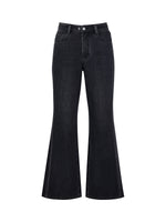 [Preview] Denim Fleece-Lined Women Straight Leg Flare Jeans GOELIA