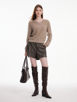 [Preview] 100% Brushed Cashmere V-Neck Women Sweater GOELIA