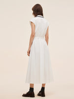 Cap Sleeve Women Gathered Waist Maxi Dress GOELIA