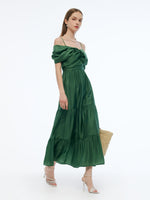 Tencel Blend Convertible Neckline Women Maxi Dress GOELIA