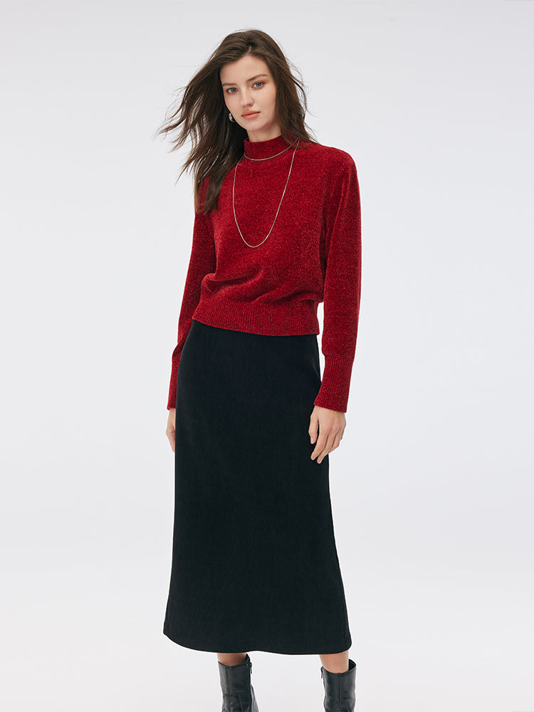 Chili Red Turtleneck Women Sweater GOELIA