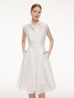 Tencel Acetate Blend Women Midi Shirt Dress GOELIA