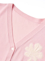 Tencel Blend Floral Embroidered Women Short Sleeve Cardigan GOELIA