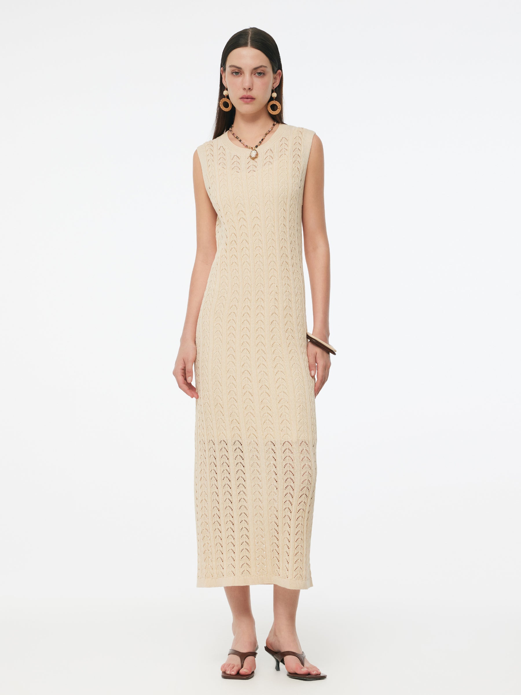 Stretch Sequins Women Knit Maxi Vest Dress With Slip Dress GOELIA