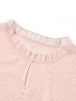 Jacquard Cut Out Neckline Women Ruffle Knit Tank Top GOELIA