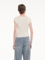 Tencel Mulberry Silk Cowl Neck Women Cap Sleeve Knit Top GOELIA