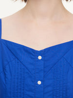 100% Cotton Gathered Waist Women Strap Maxi Dress GOELIA